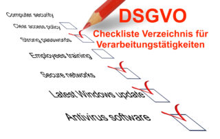 DSGVO Verzeichnis für Verarbeitungstätigkeiten Checkliste